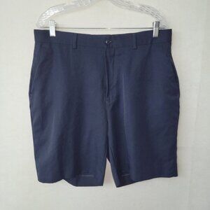 Alan Flusser Golf Shorts Mens 36 Navy No Iron Flat Front Moisture Wicking Preppy
